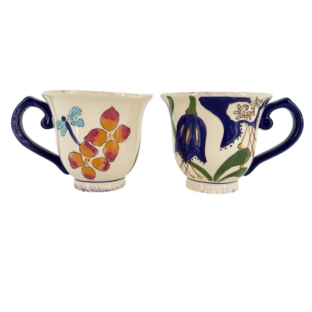 Blue Sky Heather Goldminc dragonfly mugs set of two